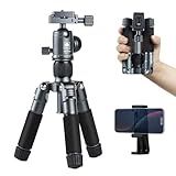 SIRUI Compact Mini Desktop Tripod, 20" Aluminum Portable Small Tabletop Tripod Stand with 360° Ball Head for DSLR, Camera, Phone, Loaded up to 17.64lbs, Phone Holder Included, AM-TT50