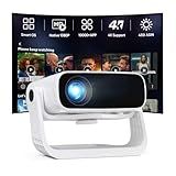 Smart Projector with WiFi and Bluetooth Built-in 10000+ Apps - 450 ANSI 4K Support Mini Movie Projector Native 1080P with 120° Rotation, Auto Keystone & Zoom 2025 New Portable Bedroom Proyector