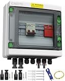 CNLonQcom 2 String Solar PV Combiner Box IP65 2 in 1 Out DC500V 40A Circuit Breaker with Surge Protector and 20A PV Fuse,Solar Disconnect Switch Outdoor Waterproof for Solar Panels System