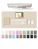 YSAGi Leather Desk Pad Protector, Large Mouse Pad, Non-Slip PU Leather Desk Blotter, Waterproof Writing Pad for Office and Home (31.5" x 15.8", Eggshell)