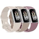 3PACK Sport Bands Compatible with Fitbit Charge 6 Bands for Women Men, Classic Soft Wristbands for Fitbit Charge 6/5 Advanced Fitness & Health Tracker (Small,3PACK B)