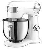 Cuisinart Stand Mixer, 12 Speed, 5.5 Quart Stainless Steel Bowl, Chef’s Whisk, Mixing Paddle, Dough Hook, Splash Guard w/ Pour Spout, White Linen, SM-50, Manual