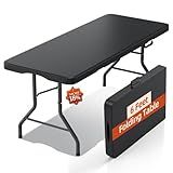 6FT Folding Table with Carrying Handle: Upgrade Thickened Heavy Duty Portable Foldable Table | Perfect Plastic Tables for Party, Dining, Wedding, Events, Picnic Indoor, Outdoor, Camping, Utility Black