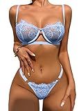 Sexy Lingerie for Women Eyelash Lace Mesh Matching Bra and Panty Sets Push Up Lace Bralette 2 Piece Lingerie Set