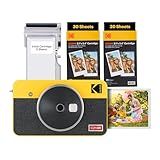 KODAK Mini Shot 2 Retro 4PASS 2-in-1 Instant Digital Camera and Photo Printer (2.1x3.4 inches) Initial 8 Sheets + 60 Sheets Bundle, Yellow