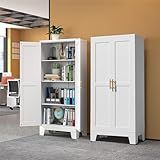 RISTERN White Metal Storage Cabinet, 61" Steel Cabinets for Home Office, Kitchen Pantry Storage Cabinet with Doors and 3 Adjustable Shelves, Tool Cabinet, for Office, Home, Garage, School