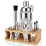 Idymere 10PCS Stainless Steel Cocktail Shaker Set Bartender Kit with Stand
