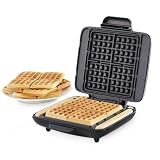Dash No-Drip Waffle Maker, 4 Square Mini Waffles at Once, Silver