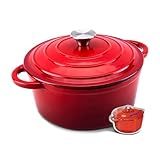 WOKINS Enameled Cast Iron Dutch Oven - 5.5QT Pot with Lid,Oven Safe to 500°F,Heavy-Duty Cookware for Sourdough Bread Baking,Braising,Stews,Roasting Red