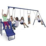 Sportspower Arcadia Swing Set - Outdoor Heavy-Duty Metal Playset for Kids with Slide