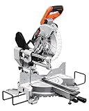 VEVOR Sliding Compound Miter Saw, 10-Inch Blade, 15 Amp Motor, 60-Tooth, Corded Double Bevel Sliding Miter Saw, LED Precision Alignment, Angle Adjustable, for Wood, Composite Decking, Laminates