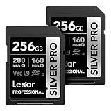 Lexar 256GB 2-Pack Silver PRO SD Card, 280MB/s Read, 4K, V60, U3, UHS-II