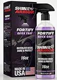 Car Wax Spray and Ceramic Coating for Cars - 3 in 1 Waterless Car Wash and Detailing - Quick Effect Coating Agent for Car - High Gloss Top Coat, Shiny Car Stuff by Shine Armor - Protective Wax 16FlOz