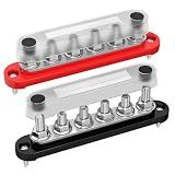 RVBOATPAT 12V 250A Marine Bus Bar 48V DC 300V AC Power Distribution Block 6 x 5/16"(M8) Stud Battery Bus Bar for Car Boat Solar