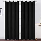 LEMOMO Blackout Curtains 52 x 84 inches Long Black Curtains Set of 2 Panels Thermal Insulated Room Darkening Curtains for Bedroom