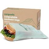 Compostic Compostable XL Sandwich Bags (90 + 10 Count) Everyday Essential — Resealable Zip-Seal, Plant-Based, Home Compostable, Freezer & Microwave Safe, BPA-Free, Non-Toxic, GMO-Free Food Storage Bag