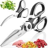 Kitchen Shears by Gidli - Liftime Replacement Warranty* - Includes Seafood Scissors As a Bonus - Heavy Duty Utility Stainless Steel All Purpose Ultra Sharp Scissors for Food - Cooking Shears