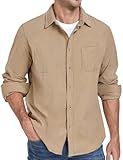 SUIMZESTI Men's Corduroy Shirt Jacket Casual Long Sleeve Button Down Shirts Lightweight Shacket Overshirts with Pockets
