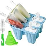 Popsicle Mould,Popsicle Maker Popsicle Molds 6 Pieces Silicone Ice Pop Molds BPA Free Popsicle Mold Reusable Easy Release Ice Pop Make (Blue)