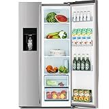 Antarctic Star 2 French Door Refrigerator Fridge, with Side Freezer &Water Dispensor,Nuget Ice Maker&Cube Ice,Adjustable Thermostat, 20 Cu Ft, Stainless Steel