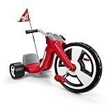 Radio Flyer Big Flyer Sport, for Kids 3-7, Chopper-Style Tricycle with 16-Inch Front Wheel, Adjustable Seat, Chrome Handlebars, Removable Racing Pennant, Performance Grip Tread, Tricycle for Kids