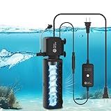 AquaMiracle Aquarium Filter with U - V Light & Filter Sponge, Fish Tank Filter with Timer for Green Water, Turtle Filter with Aeration & Rainfall Mode for Aquarium 10-30 Gallon