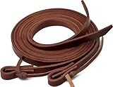 Jeereal Leather Split Reins, Heavy Oil Weighted,Broken in,Supple Ranch Reins for Western Horse ProTack, 5/8" x 7' (Brown)
