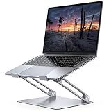 Lamicall Adjustable Laptop Stand, Portable Laptop Riser, Aluminum Laptop Stand for Desk Foldable, Ergonomic Computer Notebook Holder for MacBook Air Pro HP, Office Desk Accessories (10-17.3'')- Silver