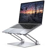 Lamicall Adjustable Laptop Stand, Portable Laptop Riser, Aluminum Laptop Stand for Desk Foldable, Ergonomic Computer Notebook Holder for MacBook Air Pro HP, Office Desk Accessories (10-17.3'')- Silver