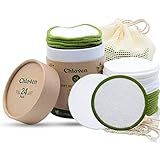 Chloven Reusable Makeup Remover Pads 24 Pack - Washable Eco-Friendly Bamboo Velour Pads for All Skin Types,Bamboo Reusable Cotton Rounds for Toner, with Cotton Bag and Round Box for Storage