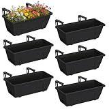 CADUKE 6 PCS Railing Planter Boxes, Black Planter Boxes with Bracket
