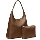 Pelimoo Hobo Bags for Women, Soft Vegan Leather Shoulder Handbags, Slouchy Tote Purses for Work, Travel, School (Coffee)