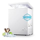 7.0 Cu.ft Chest Freezer, Top Open Door Deep Freezer with 7 Adjustable Thermostat (-18°F to 50°F), Compact Freezer with Removable Basket for Home/Garage/Office, White
