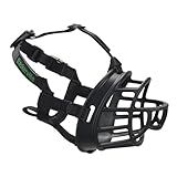 Baskerville ULTRA Muzzle - Patented Humane Design, Breathable, Dog can Pant and Drink, Adjustable, Padded, Training Muzzle for Medium-sized Dogs, Prevents Biting, Wildlife Scavenging (Size 4, Black)