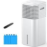 24" Windowless Portable Air Conditioner, 15H Timer & 120°Oscillation, 3-IN-1 Portable AC Unit with Remote, 2-Gal Tank, 3 Modes & 3 Speeds, Ultra-Quiet Ventless Swamp Cooler for Home Office, Chalky