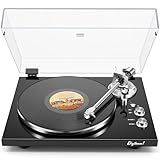 Belt Drive Turntable for Vinyl Record Player,Work with Bluetooth Speakers or Active Speaker,Built-in Phono Pre-amp,USB Digital Output,Magnetic Cartridge, 33/45 RPM,High-Gloss Wood Design