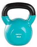 Amazon Basics Vinyl Kettlebell, 40 Pounds, Light Blue
