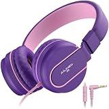 Kids Headphones for School with Microphone, 93dB Volume Limited, PinkPurple