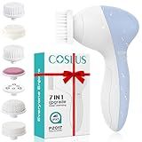 COSLUS Facial Cleansing Brush Silicone Face Scrubber: 7 in 1 FBS-D Electric Exfoliating Rotating Massage Device Waterproof Deep Cleaning Exfoliation Spa Machine - Electronic Skin Care Wash System