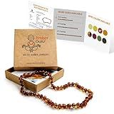 Amber Guru Baltic Amber Necklace (Authentic, Certified) - 12.5 inches - Unisex Jewelry - Polished Real Amber Beads - Proud to Deliver Genuine Baltic Sea Wonder Handmade (Cognac)