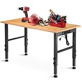 OLBRUS 48" Adjustable Workbench with Power Outlet and Rubber Pad