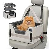 Veehoo 2-in-1 Dog Car Seat & Pet Bed, Portable Dog Booster Car Seats for Medium Small Dogs, Travel Cars Seat with Safety Leash, Non-Slip Bottom & Removable Washable Cover