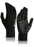 TRENDOUX Winter Womens Gloves, Knit Touch Screen Glove Women MenTexting Smartphone Driving - Anti-Slip - Elastic Cuff - Thermal Soft Upgraded Lining - Hands Warm in Cold Weather - Black - M