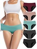 TIICHOO Period Underwear for Women(L, Black/Gray/Wine/Blush/Turquoise)
