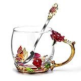 Tea Cup Glass Coffee Enamels Mug Gifts for Mom Women Christmas Birthday