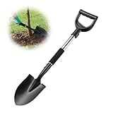 Multi-Task Small Shovel 31" - D-Handle Ergonomic Design for Raised Garden Beds, Outdoor Compact Spaces & Family Camping (Rustproof & Ultra-Light), Silver