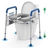 Loyoda Toilet Seat Risers for Seniors, Padded Raised Toilet Seat with Handles, Adjustable Height Toilet Riser, Handicap Elevated Seat 400lb, Fit Any Toilet