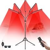 Cholas Red Light Therapy for Face Body, 5 Heads Red Infrared Light Therapy Devices with Stand, 5 Levels Adjustable Brightness 660nm and 850nm Near Infrared Light for Full Body, Muscle Gift for Women