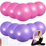 Aoriher 10 Pcs Small Exercise Pilates Ball Bulk 9 Inch Mini Yoga Balls Anti Burst and Slip for Stability Fitness Physical Therapy Stretching & Core Workout at Home Gym Office Class(Pink, Purple)