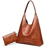 Hobo Bags for Women Retro Vegan Leather Womens Slouchy Large Tote Bag Shoulder Purses Handbag, brown